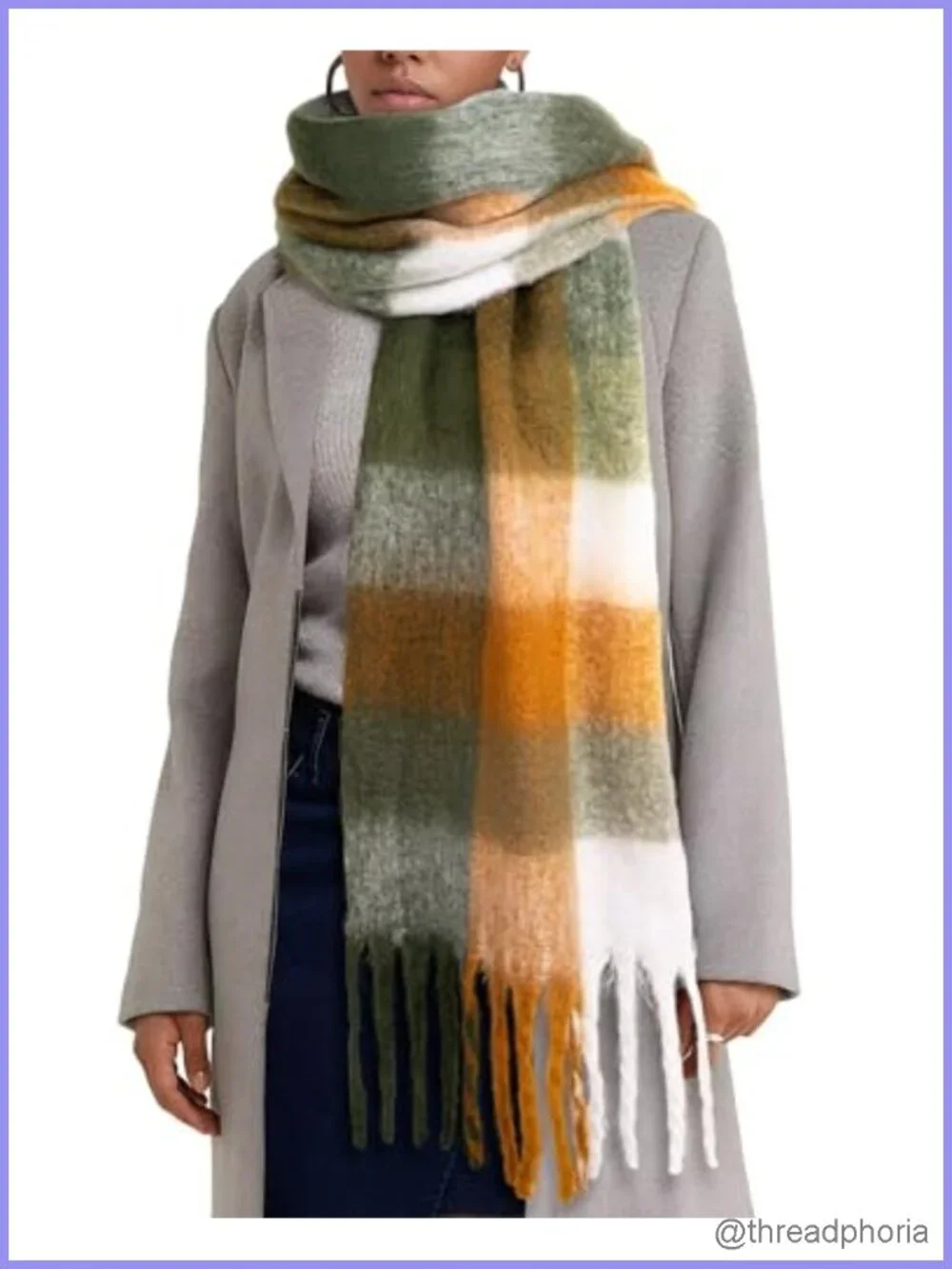 Oversized Chunky Plaid Blanket Scarf for Women - Long Warm Winter Wrap